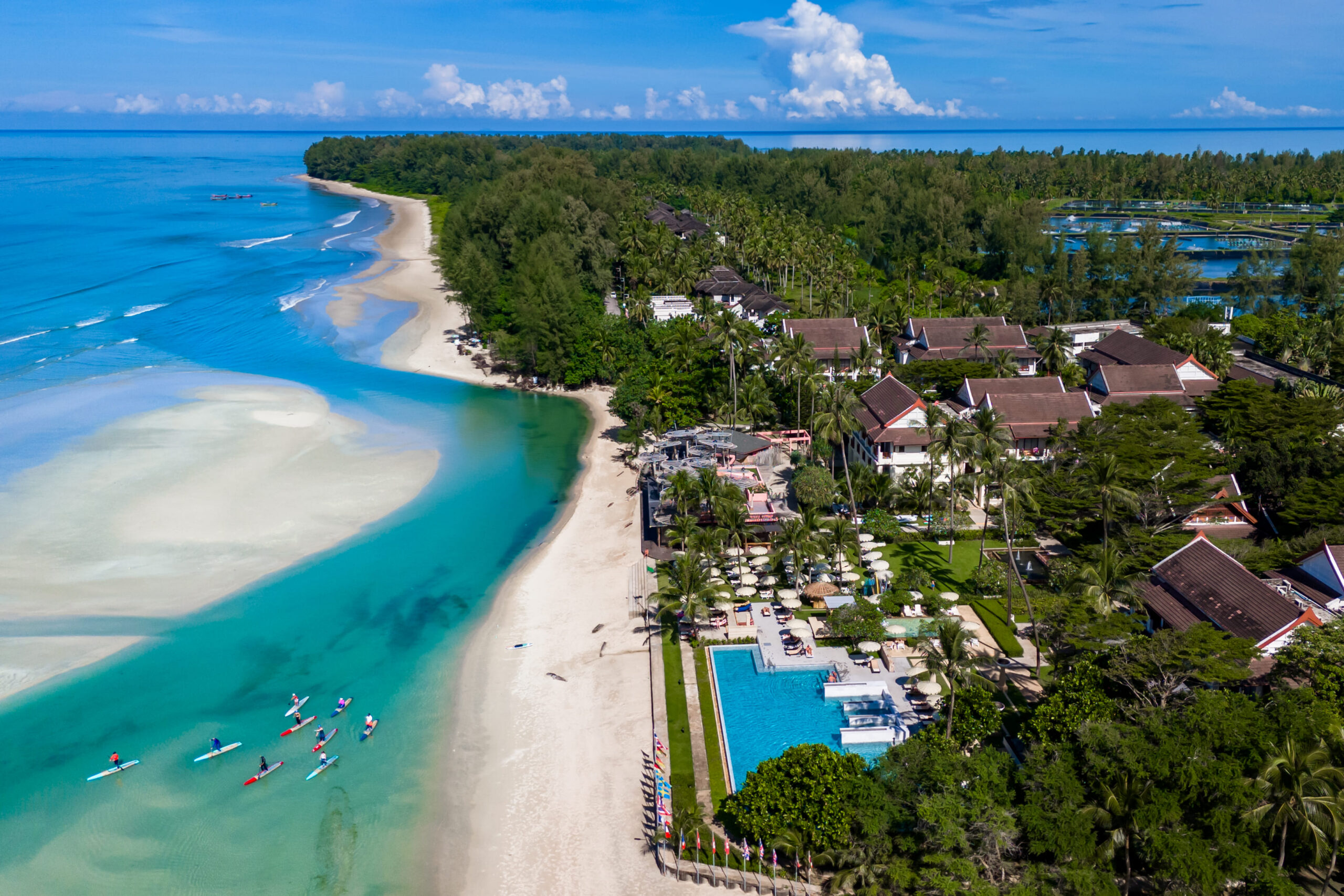 Aerial view of a beach retreat location