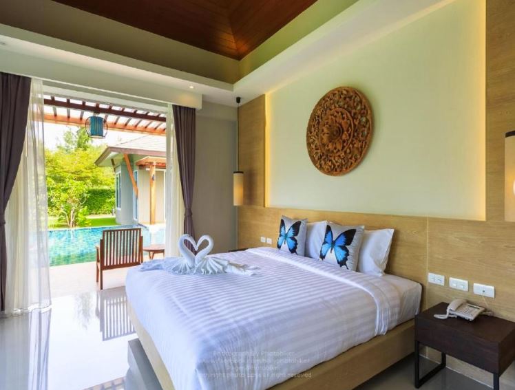 Quiet guest room with pool access